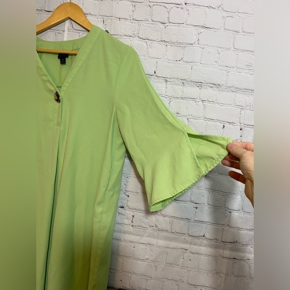 Worthington Womens Size Medium Monticello Green V Neck Tunic Shift Dress - Picture 7 of 7